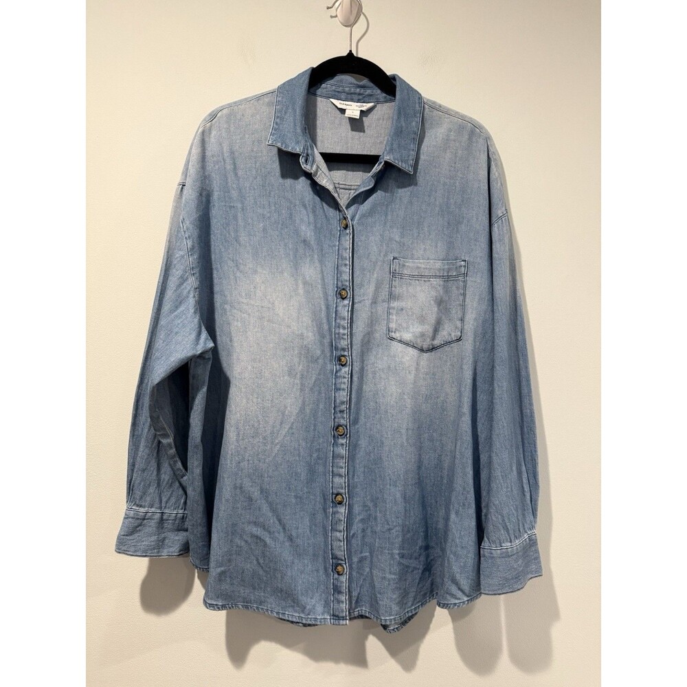 Gap The Boyfriend Shirt Women Large 100% Cotton Oversized Coastal Cottage Travel